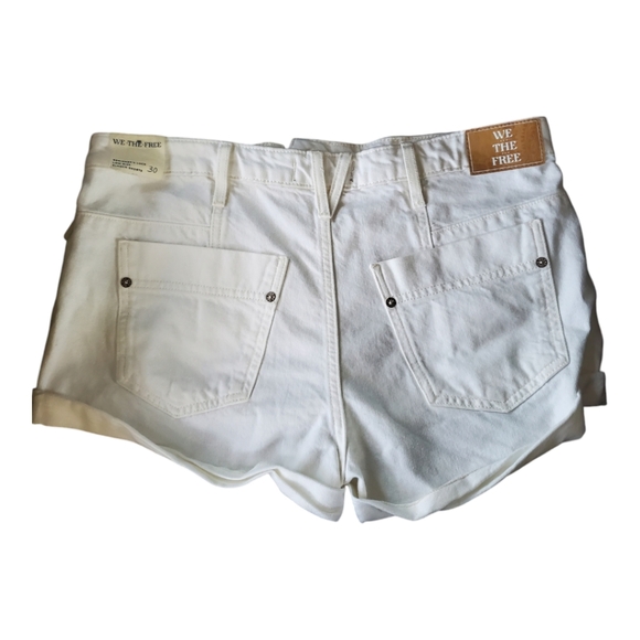 Free People Beginner Luck Slouch Shorts Optic White Roll Cuff Low Rise Denim 30 - Picture 6 of 11